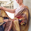 Lovely Brown Digital Printed Soft Silk Saree With Skinny Blouse Piece