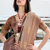 Ravishing Brown Digital Printed Soft Silk Saree With Flamboyant Blouse Piece