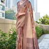 Demure Brown Digital Printed Soft Silk Saree With Forbearance Blouse Piece