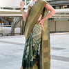 Scintilla Green Digital Printed Soft Silk Saree With Fragrant Blouse Piece