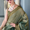 Scintilla Green Digital Printed Soft Silk Saree With Fragrant Blouse Piece