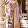 Gratifying Lavender Soft Banarasi Silk Saree With Staring Blouse Piece