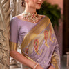Gratifying Lavender Soft Banarasi Silk Saree With Staring Blouse Piece