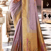 Gratifying Lavender Soft Banarasi Silk Saree With Staring Blouse Piece