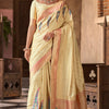 Girlish Beige Soft Banarasi Silk Saree With Beautiful Blouse Piece