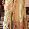 Girlish Beige Soft Banarasi Silk Saree With Beautiful Blouse Piece