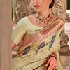 Girlish Beige Soft Banarasi Silk Saree With Beautiful Blouse Piece