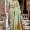 Arresting Pista Soft Banarasi Silk Saree With Majesty Blouse Piece