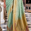 Arresting Pista Soft Banarasi Silk Saree With Majesty Blouse Piece