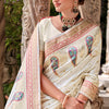 Demure Off White Soft Banarasi Silk Saree With Palimpsest Blouse Piece
