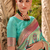 Devastating Firozi Soft Banarasi Silk Saree With Gratifying Blouse Piece