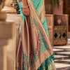 Devastating Firozi Soft Banarasi Silk Saree With Gratifying Blouse Piece