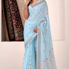Pretty Sky Cotton Silk Saree With Prominent Blouse Piece