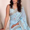 Pretty Sky Cotton Silk Saree With Prominent Blouse Piece