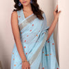 Pretty Sky Cotton Silk Saree With Prominent Blouse Piece