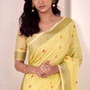 Evocative Yellow Cotton Silk Saree With Elegant Blouse Piece
