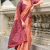 Gossamer Peach Cotton Silk Saree With Fragrant Blouse Piece