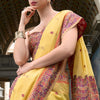 Sempiternal Yellow Cotton Silk Saree With Denouement Blouse Piece