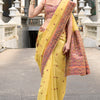 Sempiternal Yellow Cotton Silk Saree With Denouement Blouse Piece