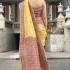 Sempiternal Yellow Cotton Silk Saree With Denouement Blouse Piece