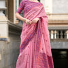 Proficient Pink Cotton Silk Saree With Piquant Blouse Piece