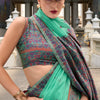 Cynosure Sea Green Cotton Silk Saree With Mellifluous Blouse Piece