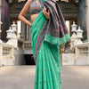 Cynosure Sea Green Cotton Silk Saree With Mellifluous Blouse Piece