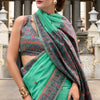 Cynosure Sea Green Cotton Silk Saree With Mellifluous Blouse Piece