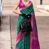 Amazing Dark Green Soft Banarasi Silk Saree With Gratifying Blouse Piece