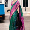 Amazing Dark Green Soft Banarasi Silk Saree With Gratifying Blouse Piece