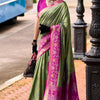 Engrossing Green Soft Banarasi Silk Saree With Arresting Blouse Piece