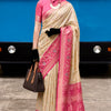 Beleaguer Beige Soft Banarasi Silk Saree With Moiety Blouse Piece