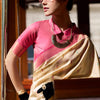 Beleaguer Beige Soft Banarasi Silk Saree With Moiety Blouse Piece