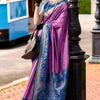 Scintilla Lavender Soft Banarasi Silk Saree With Magnetic Blouse Piece