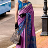 Scintilla Lavender Soft Banarasi Silk Saree With Magnetic Blouse Piece
