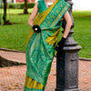 Scrumptious Mehndi Soft Banarasi Silk Saree With Splendorous Blouse Piece