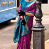 Enigmatic Dark Pink Soft Banarasi Silk Saree With Radiant Blouse Piece