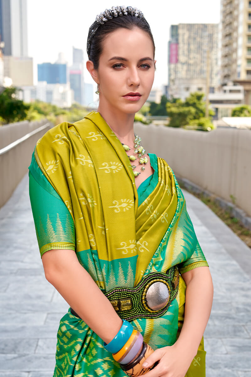 Radiant Mustard Soft Banarasi Silk Saree With Jazzy Blouse Piece