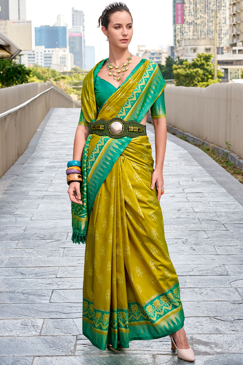 Radiant Mustard Soft Banarasi Silk Saree With Jazzy Blouse Piece