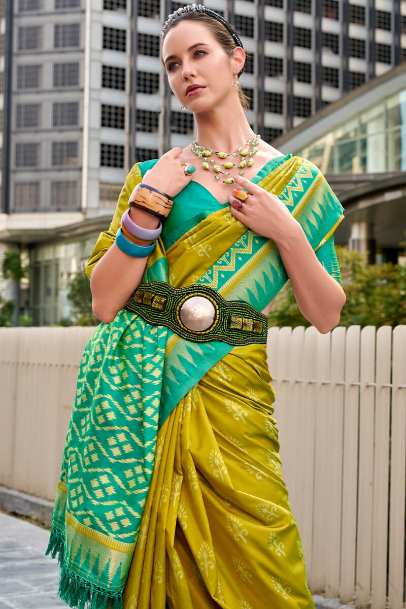 Radiant Mustard Soft Banarasi Silk Saree With Jazzy Blouse Piece