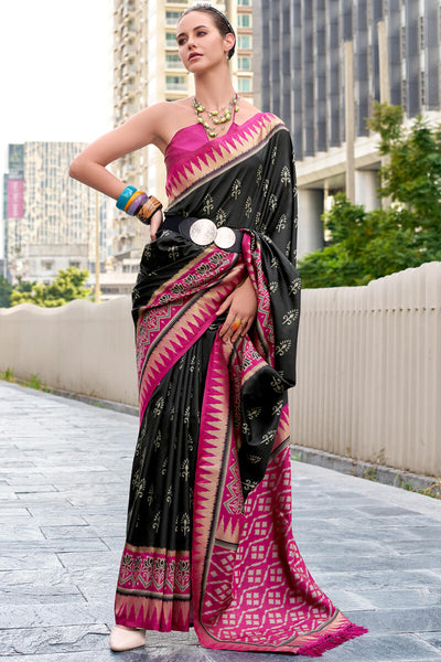 Charismatic Black Soft Banarasi Silk Saree With Scintilla Blouse Piece