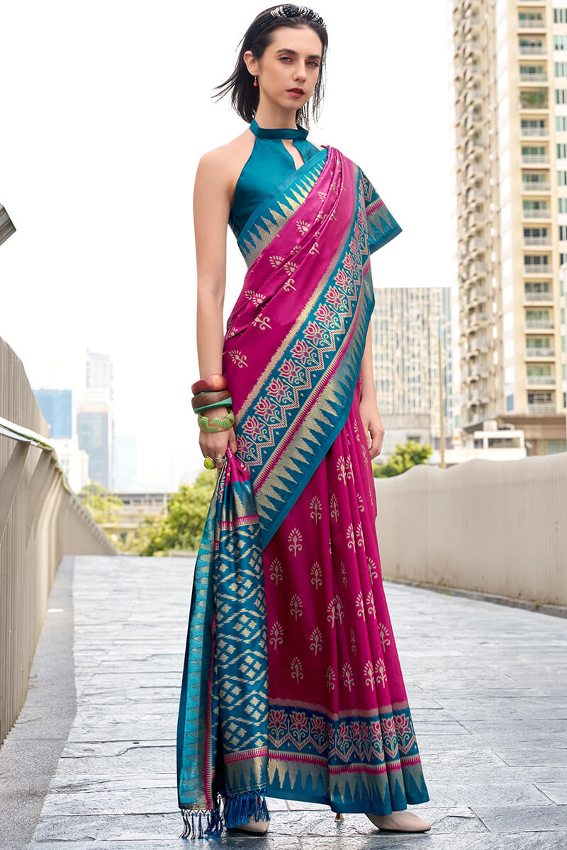 Imaginative Dark Pink Soft Banarasi Silk Saree With Ravishing Blouse Piece