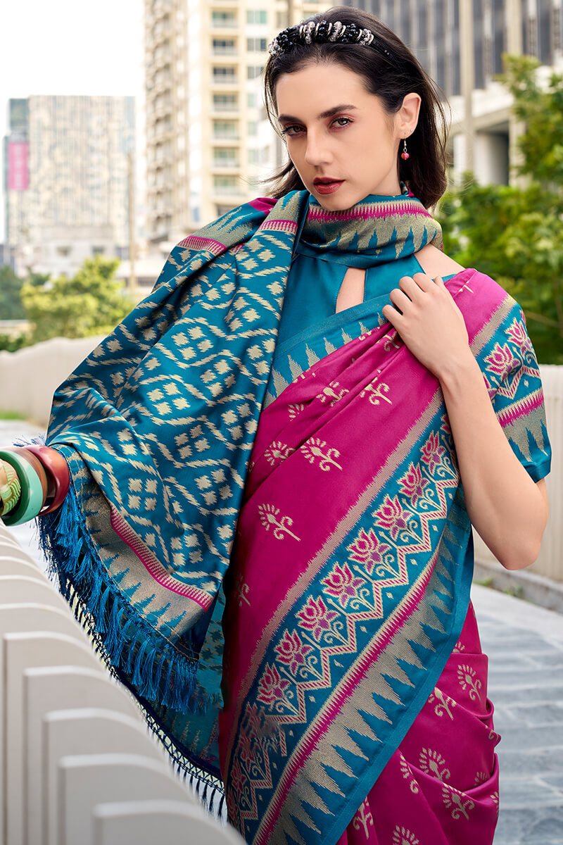 Imaginative Dark Pink Soft Banarasi Silk Saree With Ravishing Blouse Piece