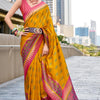 Stunner Yellow Soft Banarasi Silk Saree With Elision Blouse Piece