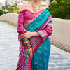 Scrumptious Rama Soft Banarasi Silk Saree With Forbearance Blouse Piece