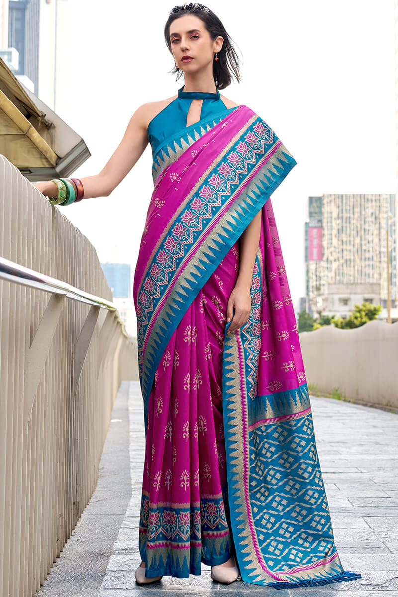 Ratatouille Magenta Soft Banarasi Silk Saree With Enticing Blouse Piece