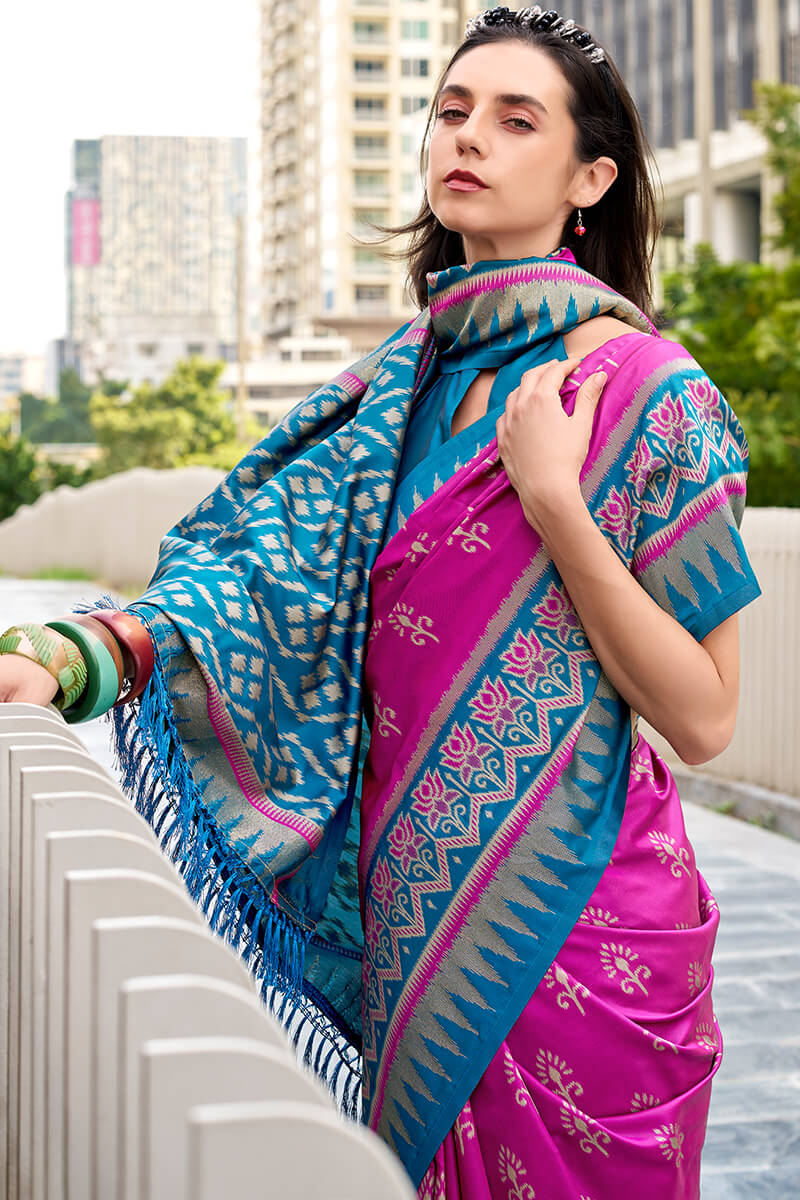 Ratatouille Magenta Soft Banarasi Silk Saree With Enticing Blouse Piece
