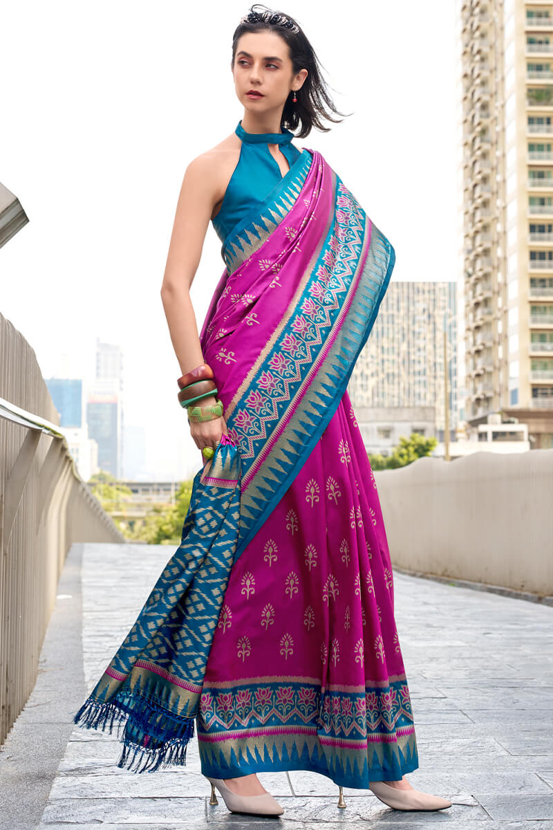 Ratatouille Magenta Soft Banarasi Silk Saree With Enticing Blouse Piece