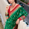 Gratifying Dark Green Soft Banarasi Silk Saree With Denouement Blouse Piece