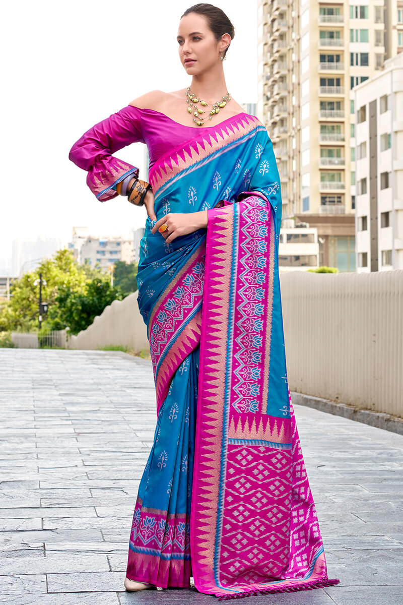 Impressive Blue Soft Banarasi Silk Saree With Stylish Blouse Piece